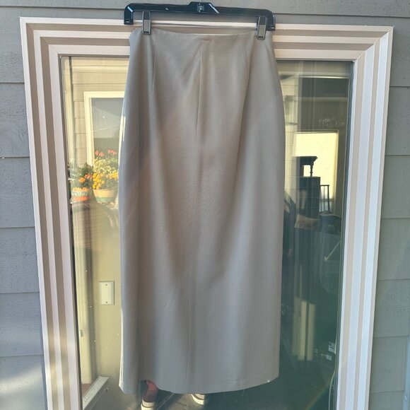 Ellen Tracy long tan gabardine wrap skirt, 12 - Picture 5 of 5